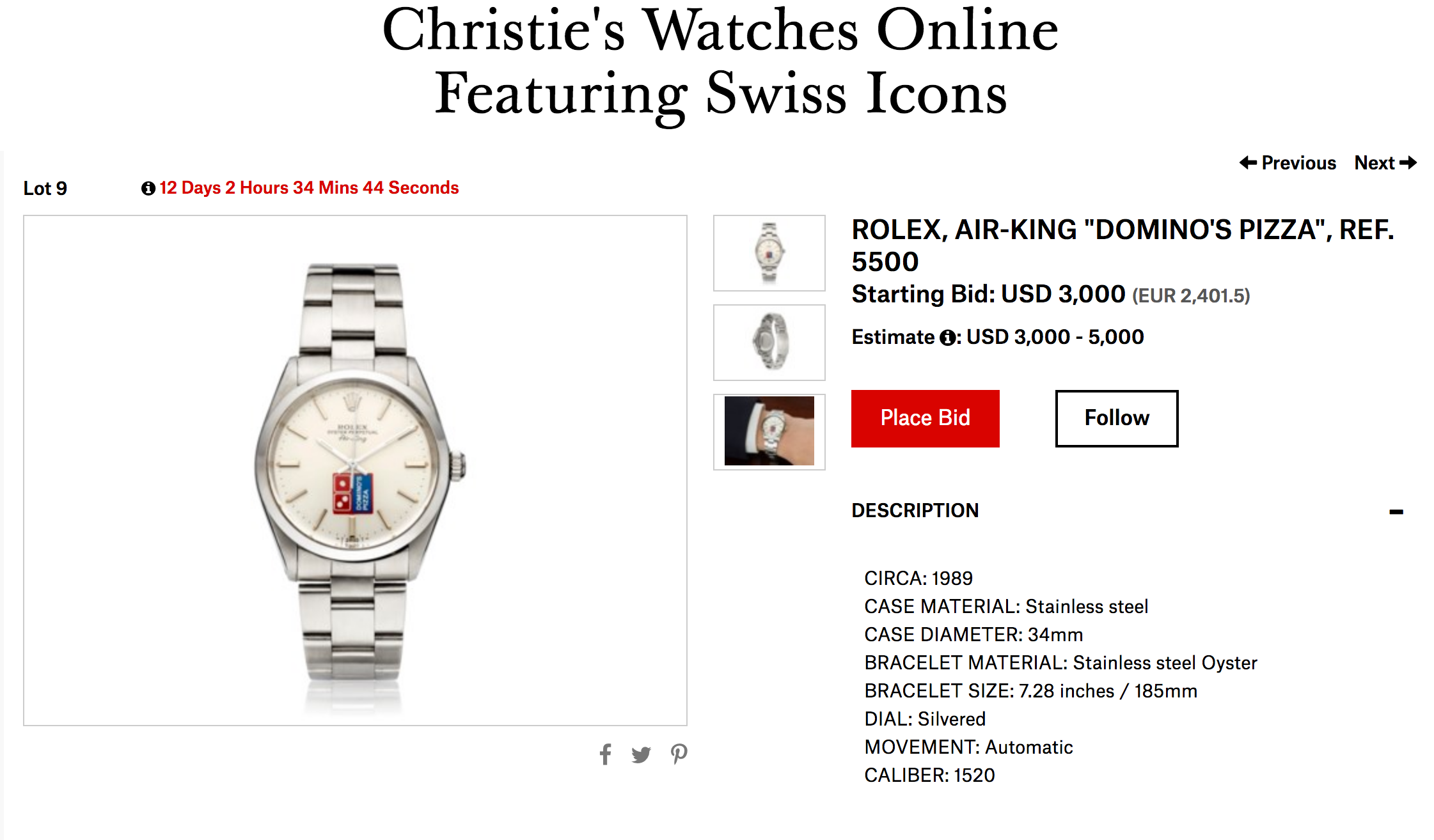 domino's pizza rolex